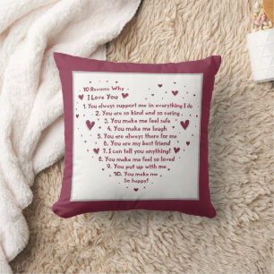 ten reasons I love you Anniversary word art Cushion