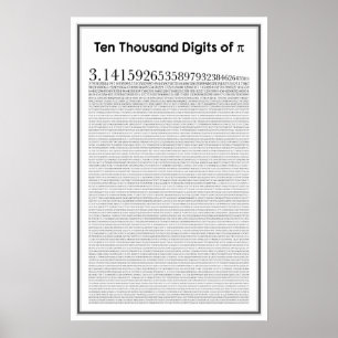 Ten thousand digits of pi poster