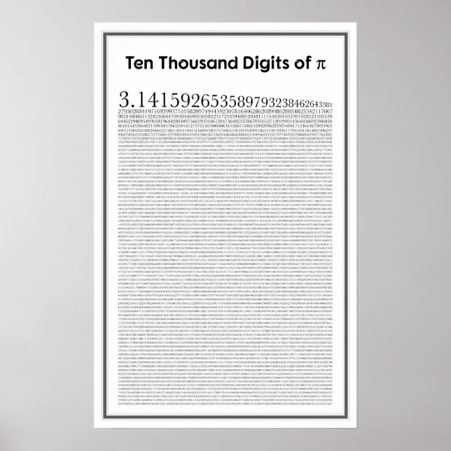 Ten thousand digits of pi poster (Front)