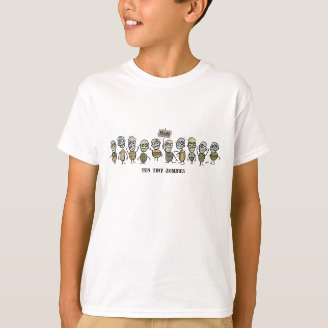 Ten Tiny Zombies Kids Blue Ringer T-Shirt (Front)