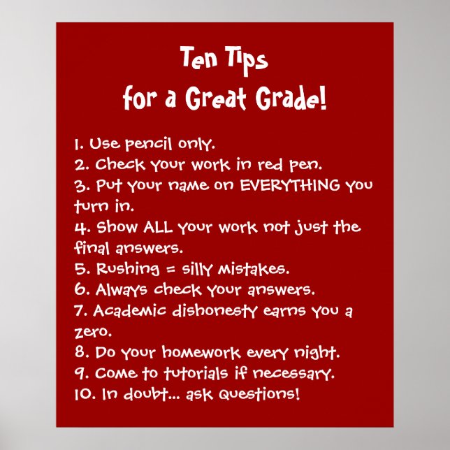 Ten Tips for a Great Grade Poster (Front)