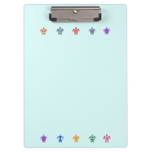 Ten Turtles Cute Colourful Sealife Ocean Blue  Clipboard