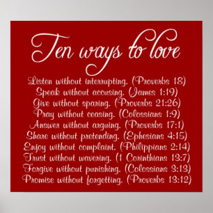 Ten ways to Love bible verse poster