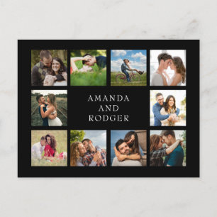 Ten Wedding Photo Collage Black Postcard