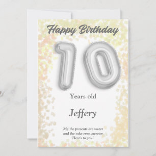 Ten year old Happy Birthday card