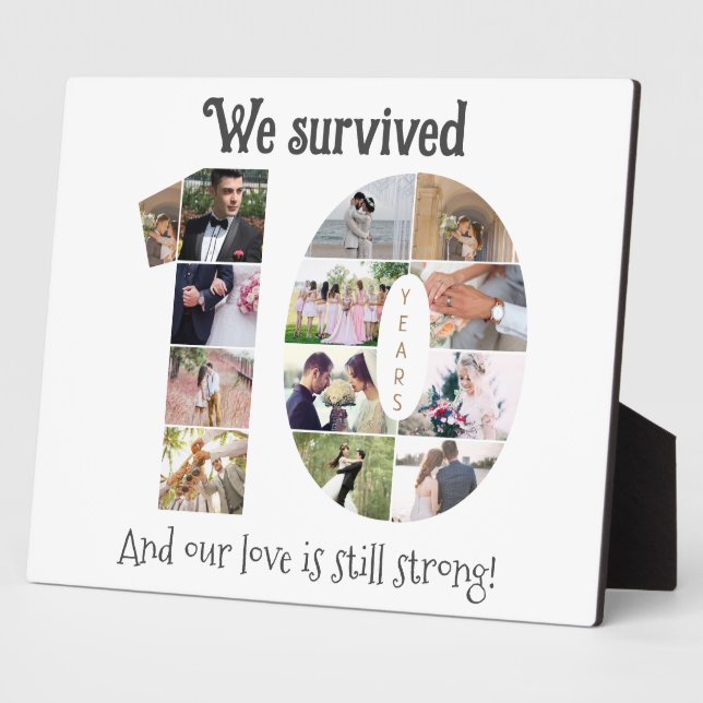 Ten Year Wedding Anniversary Photo Plaque (Side)