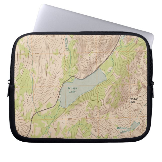 Tenaya Lake, Yosemite Topographic Map Laptop Sleeve (Front)