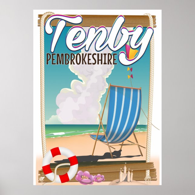 Tenby Pembrokeshire beach travel poster (Front)
