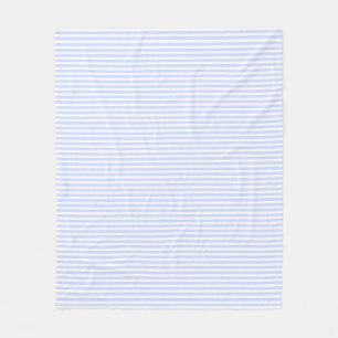 Tender Baby Blue Pale Sky Blue and White Stripe Fleece Blanket