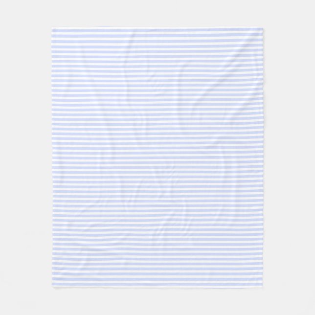 Tender Baby Blue Pale Sky Blue and White Stripe Fleece Blanket (Front)