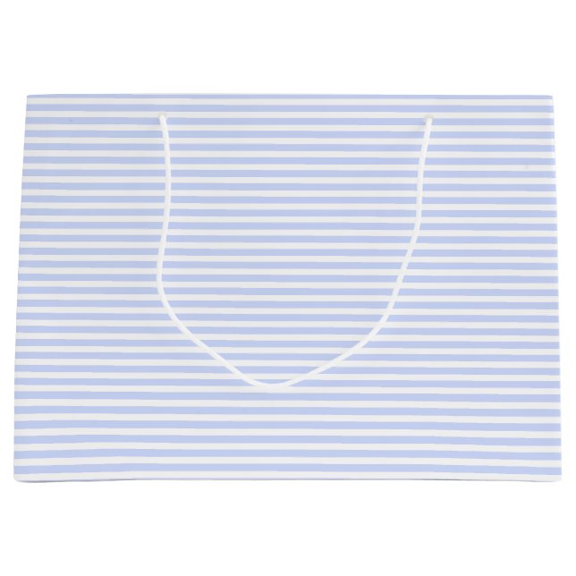 Tender Baby Blue Pale Sky Blue and White Stripe Large Gift Bag (Front)