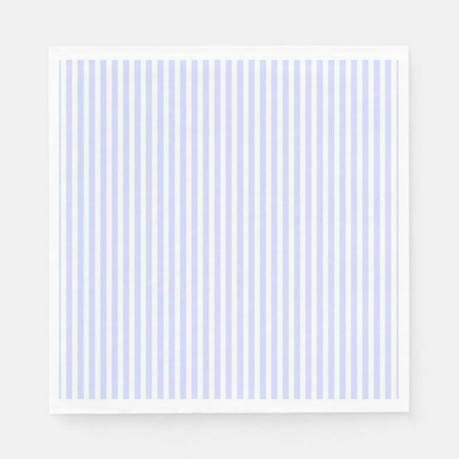 Tender Baby Blue Pale Sky Blue and White Stripe Napkin (Front)