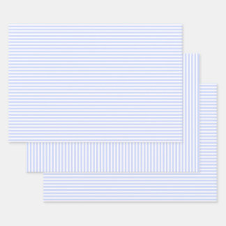 Tender Baby Blue Pale Sky Blue and White Stripe Wrapping Paper Sheet