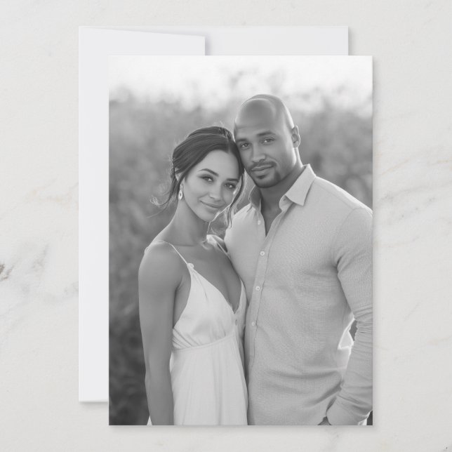 Tender Black and White Photo Invitation (Front)