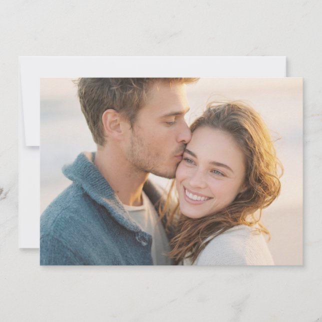Tender Blue Realistic Photo Invitation (Front)
