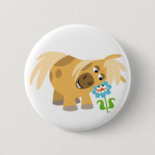 Tender Cartoon Pony and Flower Button Badge