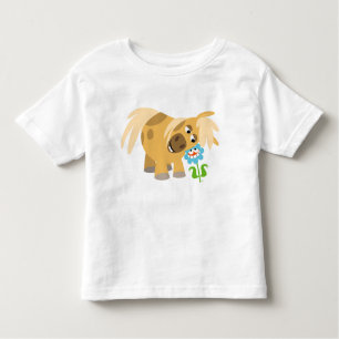 Tender Cartoon Pony and Flower Children T-shirt