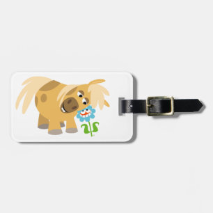 Tender Cartoon Pony and Flower Luggage Tag