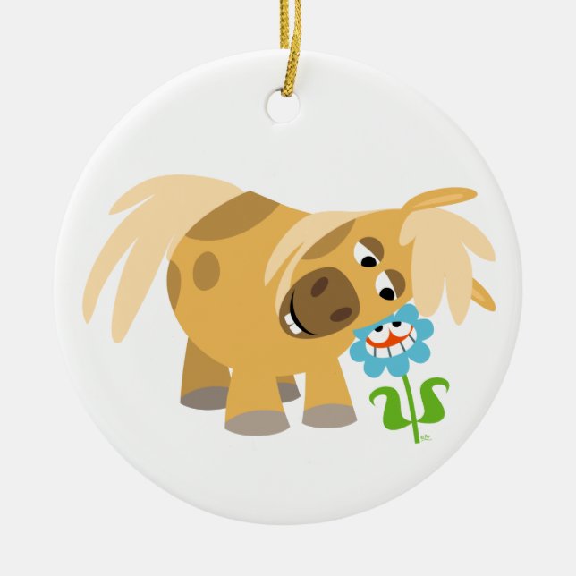 Tender Cartoon Pony and Flower Ornament (Front)