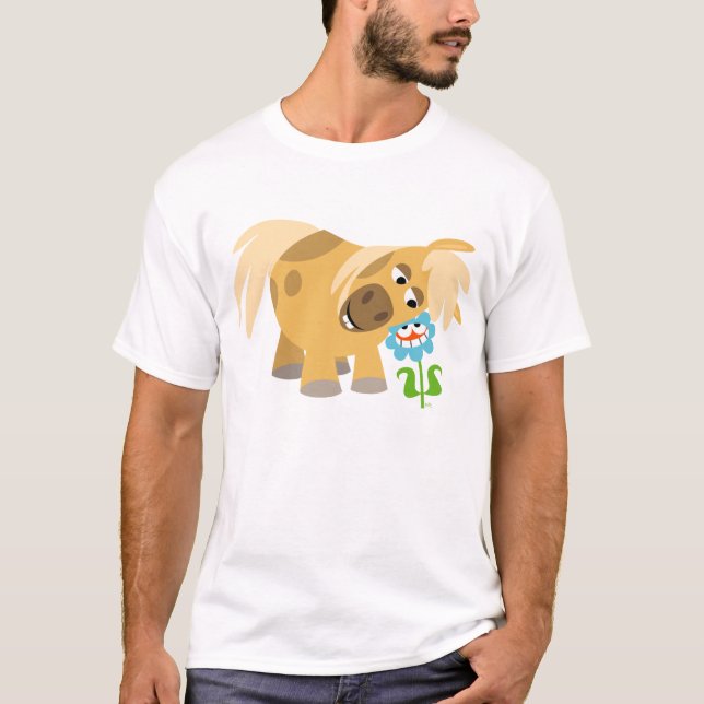 Tender Cartoon Pony and Flower Women T-shirt (Front)