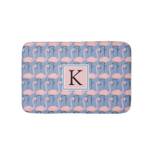 Tender Flamingo Pattern   Monogram Bath Mat