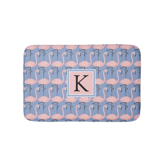 Tender Flamingo Pattern | Monogram Bath Mat (Front)