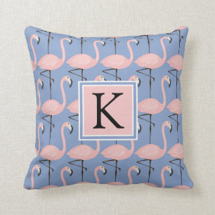 Tender Flamingo Pattern Monogram Cushion