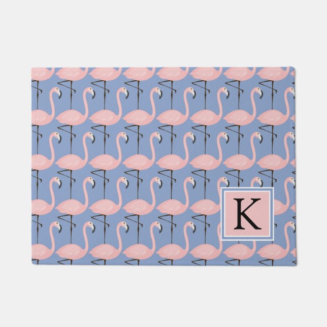Tender Flamingo Pattern | Monogram Doormat (Front)