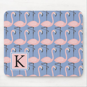 Tender Flamingo Pattern Monogram Mouse Pad
