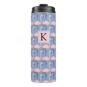 Tender Flamingo Pattern   Monogram Thermal Tumbler