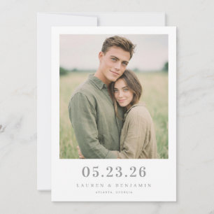 Tender Green Minimalist Photo Save The Date