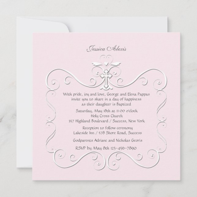 Tender Heart Pink Religious Invitation (Front)