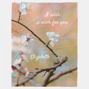 Tender Japanese Apricot Blossoms Fleece Blanket