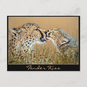 Tender Kiss Cheetah Baby & Mum postcard