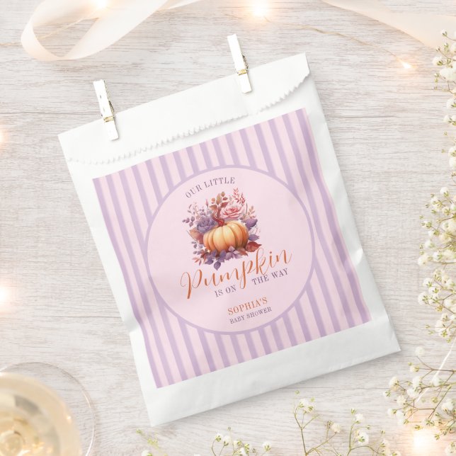 Tender Lilac Little Pumpkin Baby Shower  Favour Bag (Clipped)