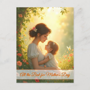 Tender Motherly Love in Blooming Light Holiday Postcard