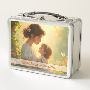 Tender Motherly Love in Blooming Light Metal Lunch Box