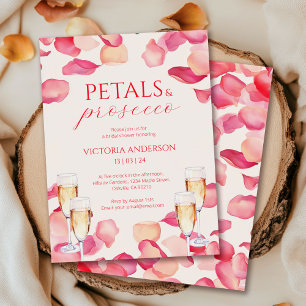 Tender Pink Petals and Prosecco Bridal Shower  Invitation
