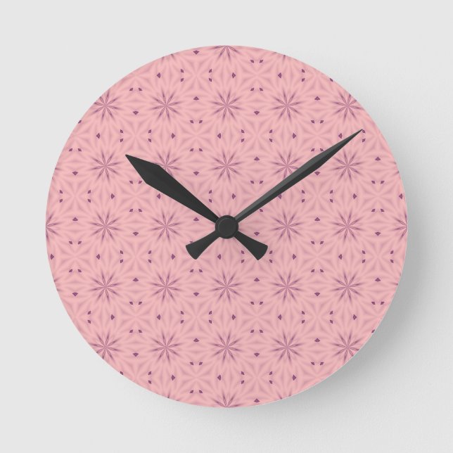 Tender Pink Pixels Round Clock (Front)