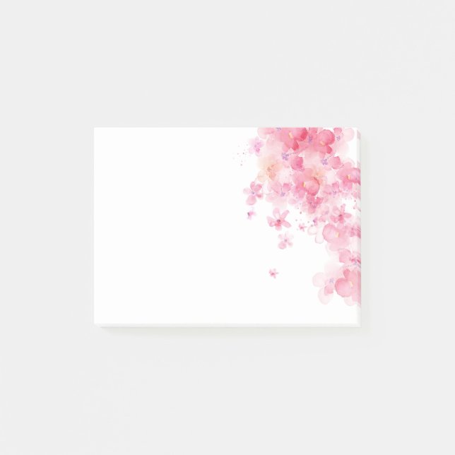 Tender Pink Watercolor Flowers Post-it Notes (Front)