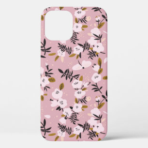 Tender spring cherry blossom on pink iPhone 12 case