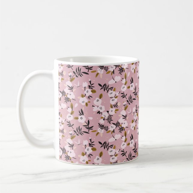 Tender spring cherry blossom on pink  coffee mug (Left)