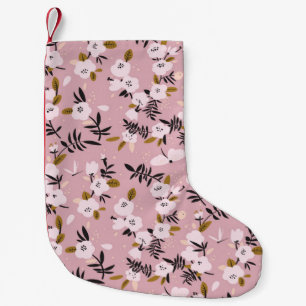 Tender spring cherry blossom on pink small christmas stocking