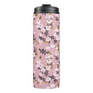 Tender spring cherry blossom on pink thermal tumbler