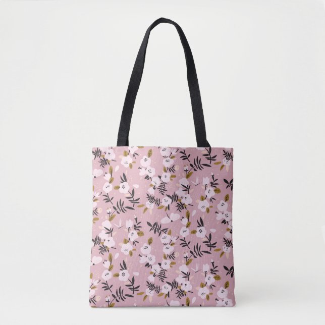 Tender spring cherry blossom on pink  tote bag (Front)