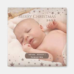 Tender Starry Christmas Personalised Photo Holiday Magnet