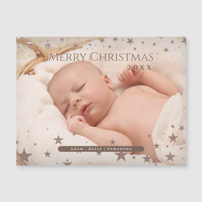 Tender Starry Christmas Personalised Photo Holiday Magnetic Invitation (Front)