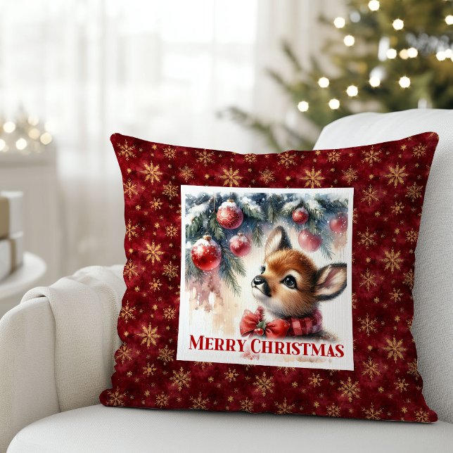 Tender winter scene baby deer kids room decor  cushion (Tender winter scene baby deer kids room decor (48))
