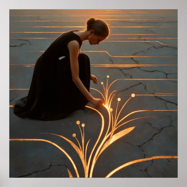 Tending the Light – Solarpunk Symbolic Art Poster (Front)