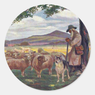 Tending the Sheep Classic Round Sticker